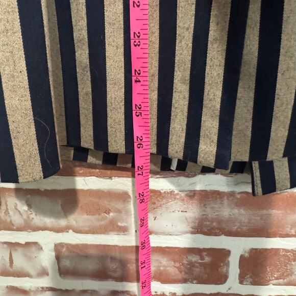 Jonathan Simkhai Structured Stripe Blazer Midnight Blue Khaki Size 6 - Picture 3 of 9